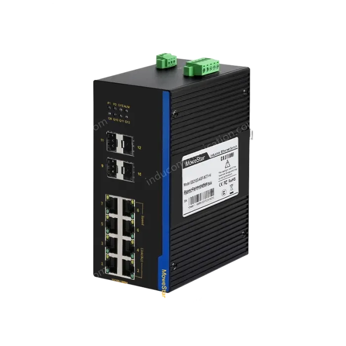 4 Ports Gigabit SFP + 8 Ports Gigabit RJ45 Din-Rail Unmanaged Industrial Ethernet Switch