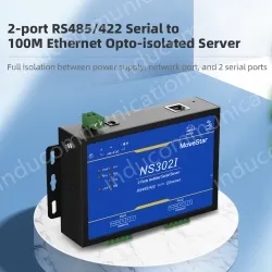 2 Ports RS485/422 Serial to 100M Ethernet Opto-isolated Server