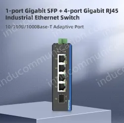 1 Port Gigabit SFP + 4 Ports Gigabit RJ45 Din-Rail Unmanaged Industrial Ethernet Switch