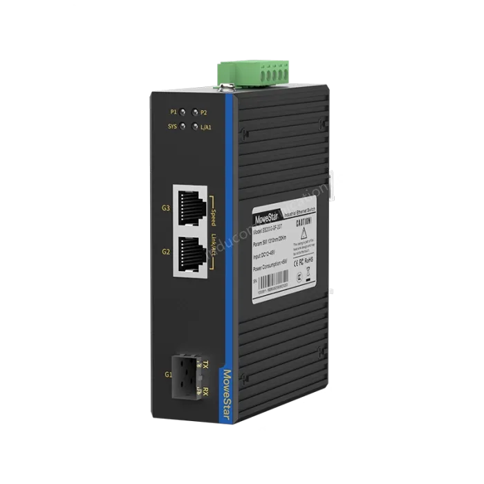 1 Port Gigabit SFP + 2 Ports Gigabit RJ45 Din Rail industrial media converter