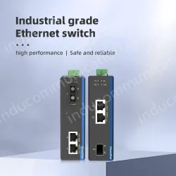 1 Port 100M F(x) + 2 Ports 10/100M T(x) Din Rail Industrial media converter