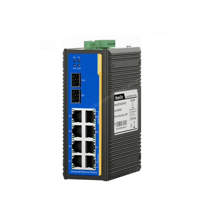 2 Ports Gigabit SFP + 8 Ports Gigabit RJ45 Din-Rail Unmanaged Industrial Ethernet Switch
